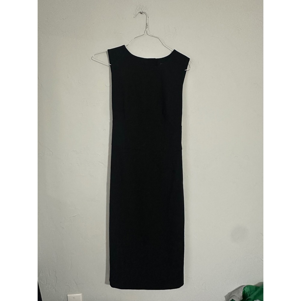 Banana Republic Black Sleeveless Sheath Dress Midi Buttons Tie Waist‎ Size 8
